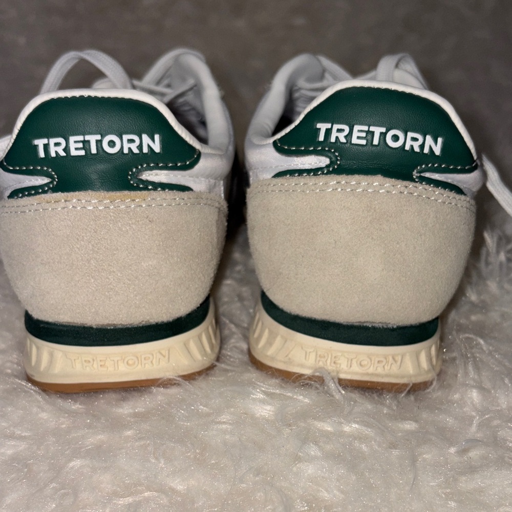 Tretorn Low rise Kristine Sneakers-White, Green, Suede Trim Sz 7.5 - Picture 5 of 8